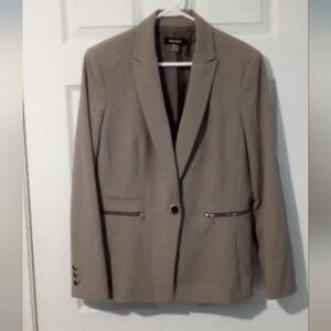 Nine West Beige Gray Blazer with Zipper Accents